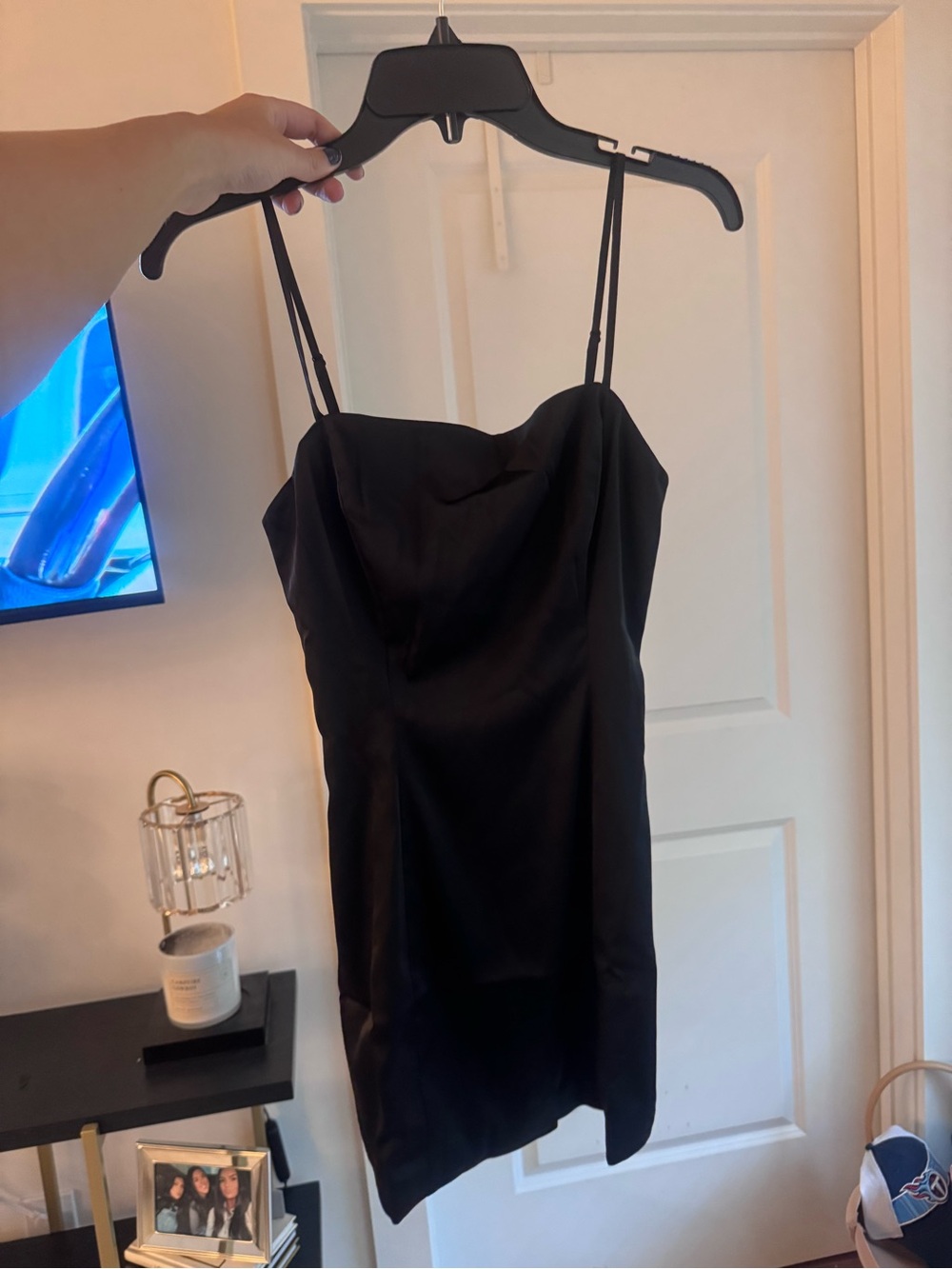 Sunday Best Black Satin Mini Slip Dress